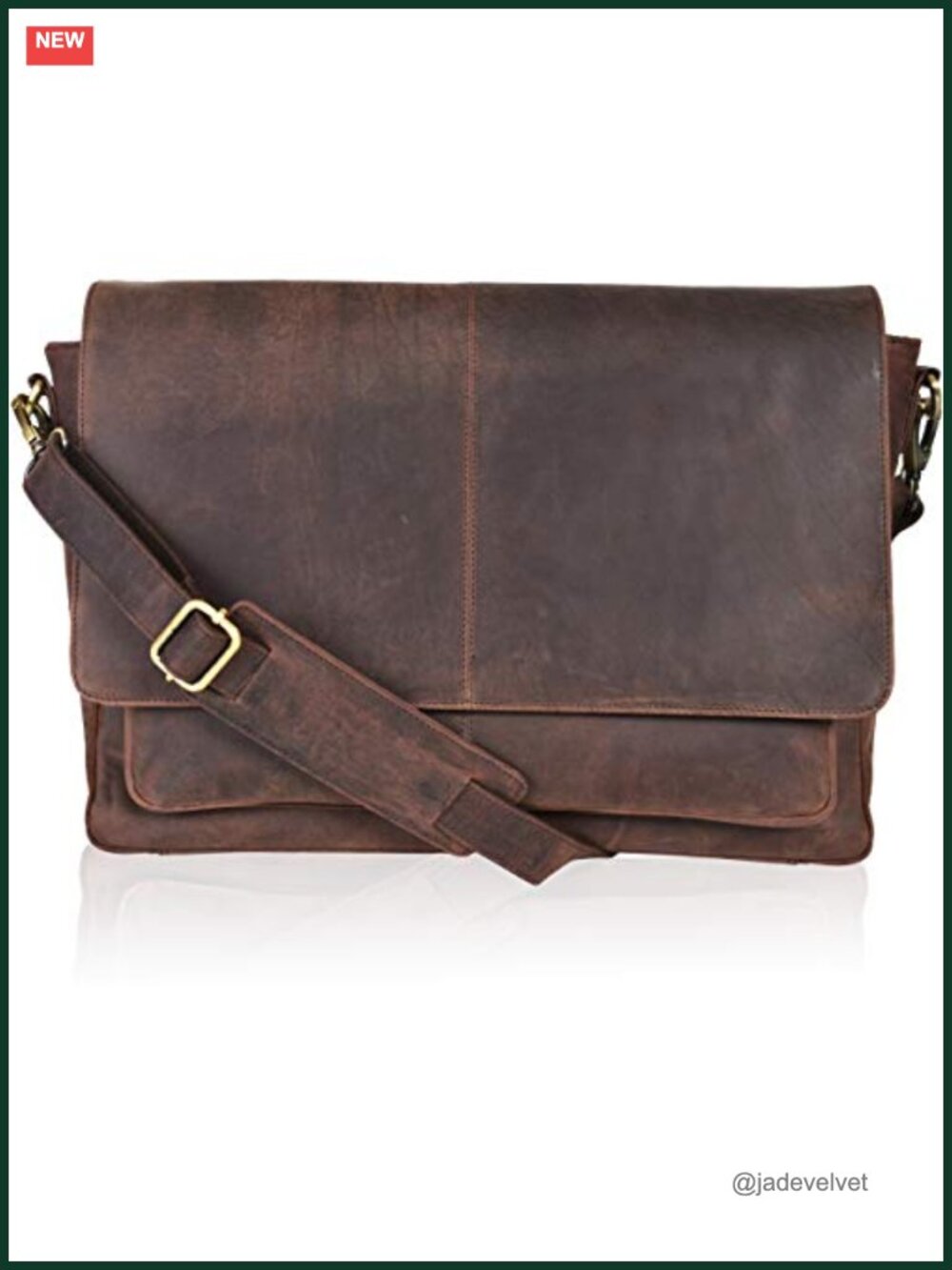 Full-Grain Leather Laptop Messenger Bag Crossbody Office Briefcase